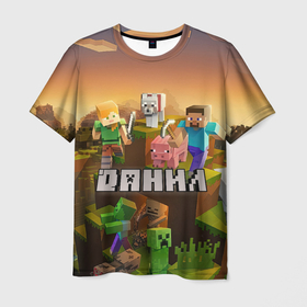 Мужская футболка 3D с принтом Данил Minecraft , 100% полиэфир | прямой крой, круглый вырез горловины, длина до линии бедер | Тематика изображения на принте: 
