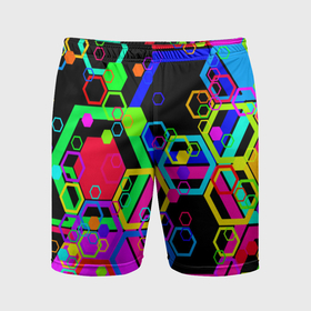 Мужские шорты спортивные с принтом Разноцветная геометрическая текстура в Новосибирске,  |  | 