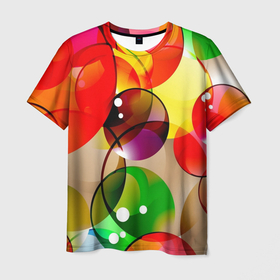Мужская футболка 3D с принтом Большие мыльные пузыри в Санкт-Петербурге, 100% полиэфир | прямой крой, круглый вырез горловины, длина до линии бедер | 