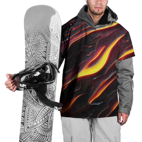 Накидка на куртку 3D с принтом Огонь сквозь расколы в плите как магическая лава , 100% полиэстер |  | 