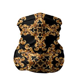Бандана-труба 3D с принтом Золотая гжель ретро цветы в Екатеринбурге, 100% полиэстер, ткань с особыми свойствами — Activecool | плотность 150‒180 г/м2; хорошо тянется, но сохраняет форму | 