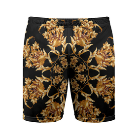Мужские шорты спортивные с принтом Золотая гжель солнечный цветок ,  |  | 