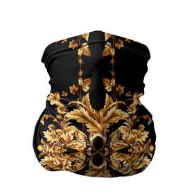 Бандана-труба 3D с принтом Золотая гжель модные цветы в Новосибирске, 100% полиэстер, ткань с особыми свойствами — Activecool | плотность 150‒180 г/м2; хорошо тянется, но сохраняет форму | 