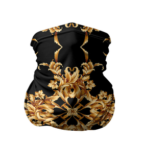 Бандана-труба 3D с принтом Золотая гжель цветы в Новосибирске, 100% полиэстер, ткань с особыми свойствами — Activecool | плотность 150‒180 г/м2; хорошо тянется, но сохраняет форму | 