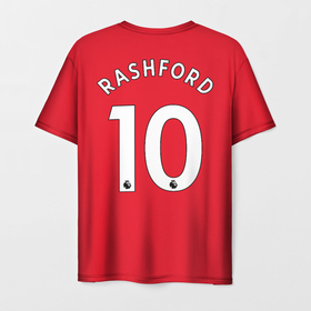 Мужская футболка 3D с принтом Rashford Манчестер Юнайтед форма 2022 2023 в Тюмени, 100% полиэфир | прямой крой, круглый вырез горловины, длина до линии бедер | 