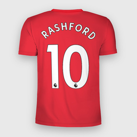 Мужская футболка 3D Slim с принтом Rashford Манчестер Юнайтед форма 2022 2023 в Тюмени, 100% полиэстер с улучшенными характеристиками | приталенный силуэт, круглая горловина, широкие плечи, сужается к линии бедра | 
