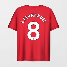 Мужская футболка 3D с принтом Бруно Фернандеш Манчестер Юнайтед форма 2022 2023 в Тюмени, 100% полиэфир | прямой крой, круглый вырез горловины, длина до линии бедер | 