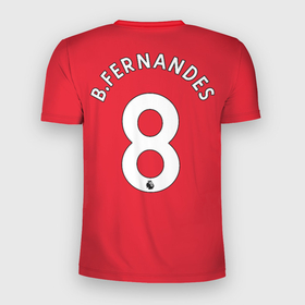 Мужская футболка 3D Slim с принтом Бруно Фернандеш Манчестер Юнайтед форма 2022 2023 в Тюмени, 100% полиэстер с улучшенными характеристиками | приталенный силуэт, круглая горловина, широкие плечи, сужается к линии бедра | 