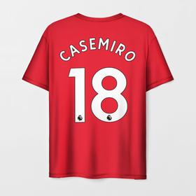 Мужская футболка 3D с принтом Каземиро Манчестер Юнайтед форма 2022 2023 , 100% полиэфир | прямой крой, круглый вырез горловины, длина до линии бедер | 