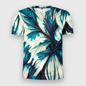 Мужская футболка 3D Slim с принтом Абстрактные цветочные узоры в Белгороде, 100% полиэстер с улучшенными характеристиками | приталенный силуэт, круглая горловина, широкие плечи, сужается к линии бедра | 