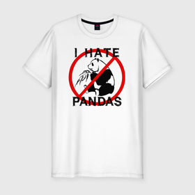 Мужская футболка хлопок Slim с принтом Я ненавижу панд в Курске, 92% хлопок, 8% лайкра | приталенный силуэт, круглый вырез ворота, длина до линии бедра, короткий рукав | 