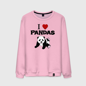 Мужской свитшот хлопок с принтом I love Panda   люблю панд в Курске, 100% хлопок |  | Тематика изображения на принте: 