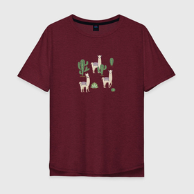 Мужская футболка хлопок Oversize с принтом Три ламы среди кактусов гуляют в Екатеринбурге, 100% хлопок | свободный крой, круглый ворот, “спинка” длиннее передней части | 