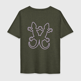 Мужская футболка хлопок Oversize с принтом Парочка ящериц на спине в Екатеринбурге, 100% хлопок | свободный крой, круглый ворот, “спинка” длиннее передней части | 