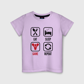 Детская футболка хлопок с принтом Eat   sleep   Destiny   repeat в Курске, 100% хлопок | круглый вырез горловины, полуприлегающий силуэт, длина до линии бедер | Тематика изображения на принте: 