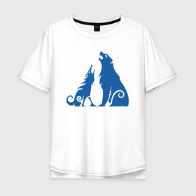 Мужская футболка хлопок Oversize с принтом Атрей волк и Кратос медведь GoW Ragnarok в Екатеринбурге, 100% хлопок | свободный крой, круглый ворот, “спинка” длиннее передней части | Тематика изображения на принте: 