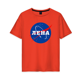 Женская футболка хлопок Oversize с принтом Лена Наса в Белгороде, 100% хлопок | свободный крой, круглый ворот, спущенный рукав, длина до линии бедер
 | Тематика изображения на принте: 