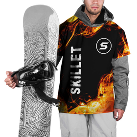 Накидка на куртку 3D с принтом Skillet и пылающий огонь в Тюмени, 100% полиэстер |  | 