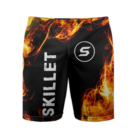 Мужские шорты спортивные с принтом Skillet и пылающий огонь в Тюмени,  |  | 