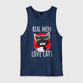 Мужская майка хлопок с принтом Real Men Love Cats Темный фон , 100% хлопок |  | 