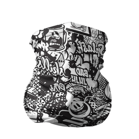 Бандана-труба 3D с принтом Граффити на белом фоне в Петрозаводске, 100% полиэстер, ткань с особыми свойствами — Activecool | плотность 150‒180 г/м2; хорошо тянется, но сохраняет форму | 