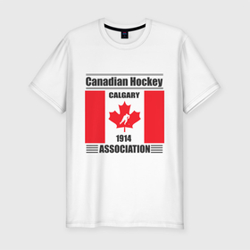Мужская футболка хлопок Slim с принтом Федерация хоккея Канады в Петрозаводске, 92% хлопок, 8% лайкра | приталенный силуэт, круглый вырез ворота, длина до линии бедра, короткий рукав | Тематика изображения на принте: 