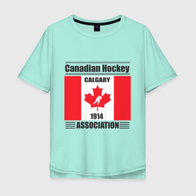 Мужская футболка хлопок Oversize с принтом Федерация хоккея Канады в Тюмени, 100% хлопок | свободный крой, круглый ворот, “спинка” длиннее передней части | 
