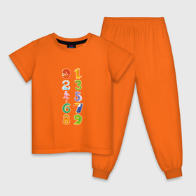 Детская пижама хлопок с принтом Цифры в виде животных в Тюмени, 100% хлопок |  брюки и футболка прямого кроя, без карманов, на брюках мягкая резинка на поясе и по низу штанин
 | 