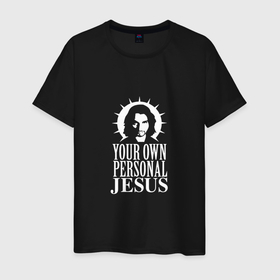 Мужская футболка хлопок с принтом Your own personal jesus в Петрозаводске, 100% хлопок | прямой крой, круглый вырез горловины, длина до линии бедер, слегка спущенное плечо. | Тематика изображения на принте: 