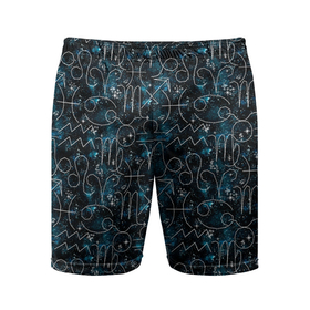 Мужские шорты спортивные с принтом Знаки зодиака и звезды на сине  черном фоне. ,  |  | 