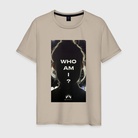Мужская футболка хлопок с принтом Who i am   Kojima в Тюмени, 100% хлопок | прямой крой, круглый вырез горловины, длина до линии бедер, слегка спущенное плечо. | Тематика изображения на принте: 