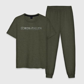 Мужская пижама хлопок с принтом The lords of the fallen logo в Тюмени, 100% хлопок | брюки и футболка прямого кроя, без карманов, на брюках мягкая резинка на поясе и по низу штанин
 | 