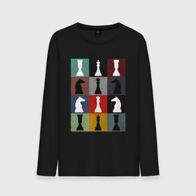 Мужской лонгслив хлопок с принтом Шахматные фигуры на цветном фоне в Курске, 100% хлопок |  | Тематика изображения на принте: 