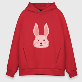 Мужское худи Oversize хлопок с принтом Pink   Rabbit в Кировске, френч-терри — 70% хлопок, 30% полиэстер. Мягкий теплый начес внутри —100% хлопок | боковые карманы, эластичные манжеты и нижняя кромка, капюшон на магнитной кнопке | Тематика изображения на принте: 