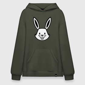 Худи SuperOversize хлопок с принтом Bunny Funny в Екатеринбурге, 70% хлопок, 30% полиэстер, мягкий начес внутри | карман-кенгуру, эластичная резинка на манжетах и по нижней кромке, двухслойный капюшон
 | 