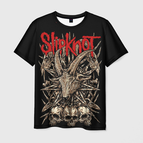 Мужская футболка 3D с принтом Slipknot   goat head , 100% полиэфир | прямой крой, круглый вырез горловины, длина до линии бедер | Тематика изображения на принте: 