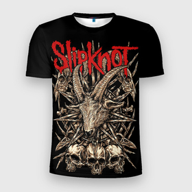 Мужская футболка 3D Slim с принтом Slipknot   goat head , 100% полиэстер с улучшенными характеристиками | приталенный силуэт, круглая горловина, широкие плечи, сужается к линии бедра | Тематика изображения на принте: 