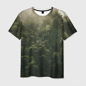 Мужская футболка 3D с принтом Листья и дождик в Курске, 100% полиэфир | прямой крой, круглый вырез горловины, длина до линии бедер | 