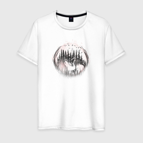 Мужская футболка хлопок с принтом Спящая в лесу лиса в Кировске, 100% хлопок | прямой крой, круглый вырез горловины, длина до линии бедер, слегка спущенное плечо. | 
