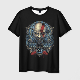 Мужская футболка 3D с принтом Кратос и клики хаоса GoW Ragnarok в Белгороде, 100% полиэфир | прямой крой, круглый вырез горловины, длина до линии бедер | 