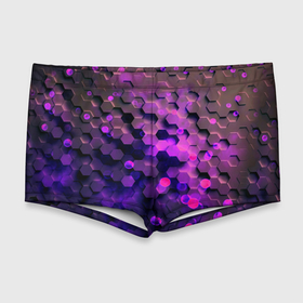 Мужские купальные плавки 3D с принтом Плиты фиолетовый неон в Тюмени, Полиэстер 85%, Спандекс 15% |  | 