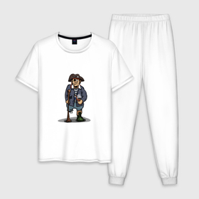 Мужская пижама хлопок с принтом Остров сокровищ   пират Джон Сильвер в Кировске, 100% хлопок | брюки и футболка прямого кроя, без карманов, на брюках мягкая резинка на поясе и по низу штанин
 | 