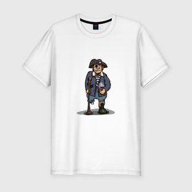 Мужская футболка хлопок Slim с принтом Остров сокровищ   пират Джон Сильвер в Курске, 92% хлопок, 8% лайкра | приталенный силуэт, круглый вырез ворота, длина до линии бедра, короткий рукав | 