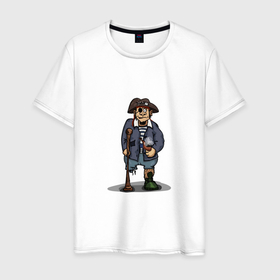 Мужская футболка хлопок с принтом Остров сокровищ   пират Джон Сильвер в Тюмени, 100% хлопок | прямой крой, круглый вырез горловины, длина до линии бедер, слегка спущенное плечо. | 