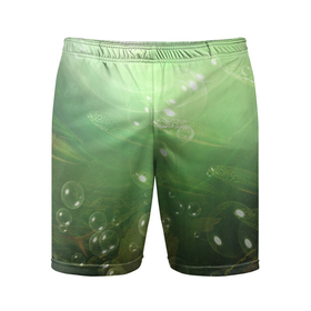 Мужские шорты спортивные с принтом Морские глубины с рыбой в Курске,  |  | 