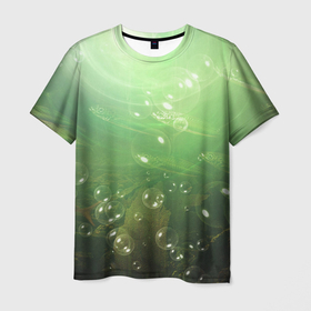 Мужская футболка 3D с принтом Морские глубины с рыбой в Екатеринбурге, 100% полиэфир | прямой крой, круглый вырез горловины, длина до линии бедер | 