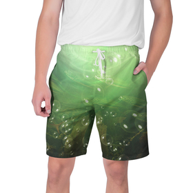 Мужские шорты 3D с принтом Морские глубины с рыбой в Екатеринбурге,  полиэстер 100% | прямой крой, два кармана без застежек по бокам. Мягкая трикотажная резинка на поясе, внутри которой широкие завязки. Длина чуть выше колен | 