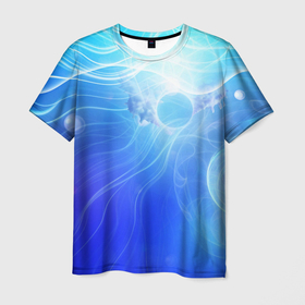 Мужская футболка 3D с принтом Голубой пульсар в Екатеринбурге, 100% полиэфир | прямой крой, круглый вырез горловины, длина до линии бедер | Тематика изображения на принте: 