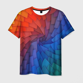 Мужская футболка 3D с принтом Листы цветной бумаги в Белгороде, 100% полиэфир | прямой крой, круглый вырез горловины, длина до линии бедер | 