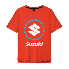 Мужская футболка хлопок Oversize с принтом Suzuki в стиле Top Gear в Тюмени, 100% хлопок | свободный крой, круглый ворот, “спинка” длиннее передней части | 